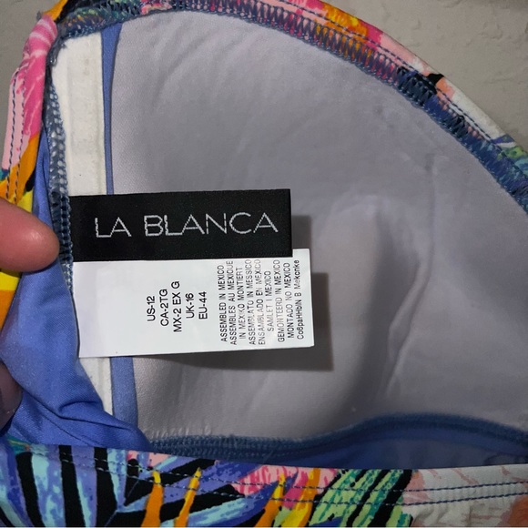 LA BLANCA Tropicali Convertible Pink Floral Print Swim Bandini Top Size 12. - Picture 6 of 8